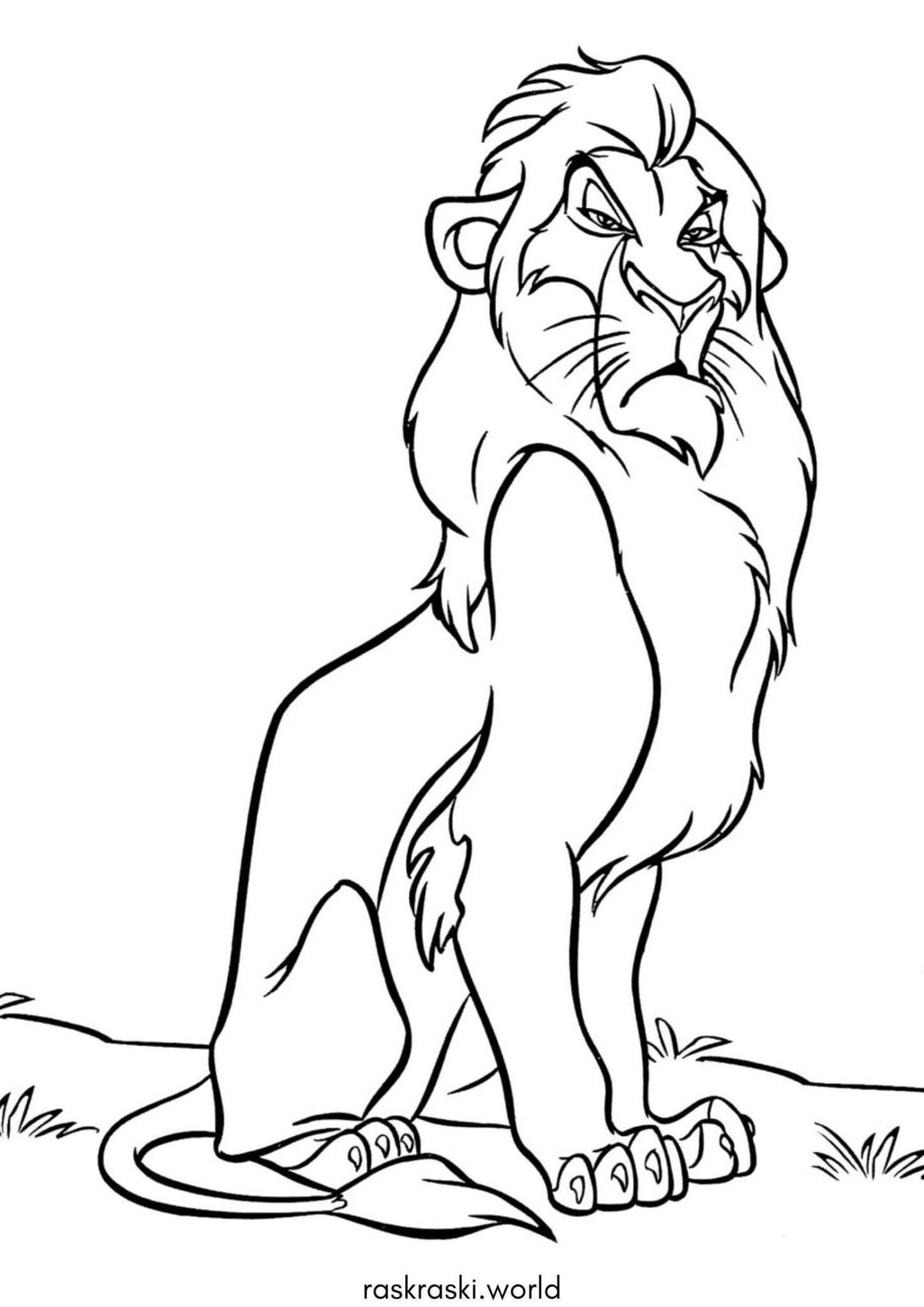 Раскраска Лев Шрам (Король Лев) Раскраска Лев Шрам (Король Лев)