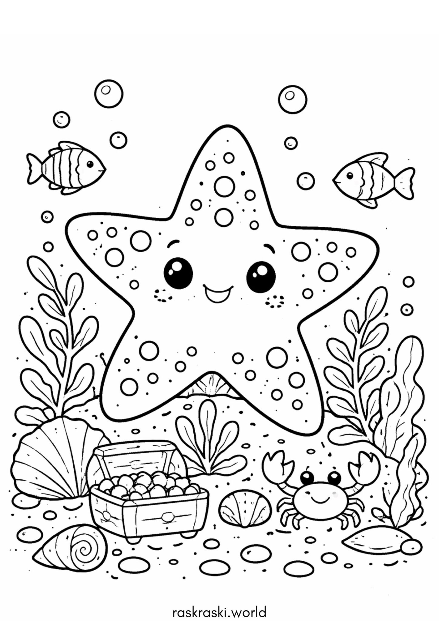 Раскраска Милая морская звезда