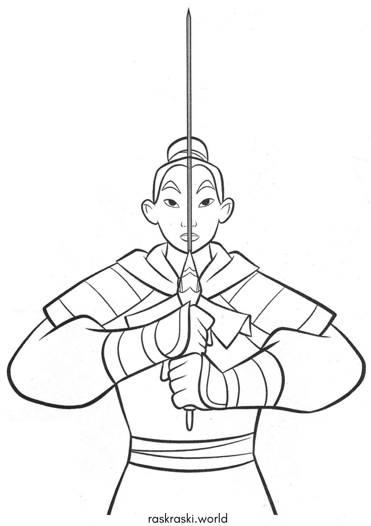 Раскраска Мулан в доспехах
