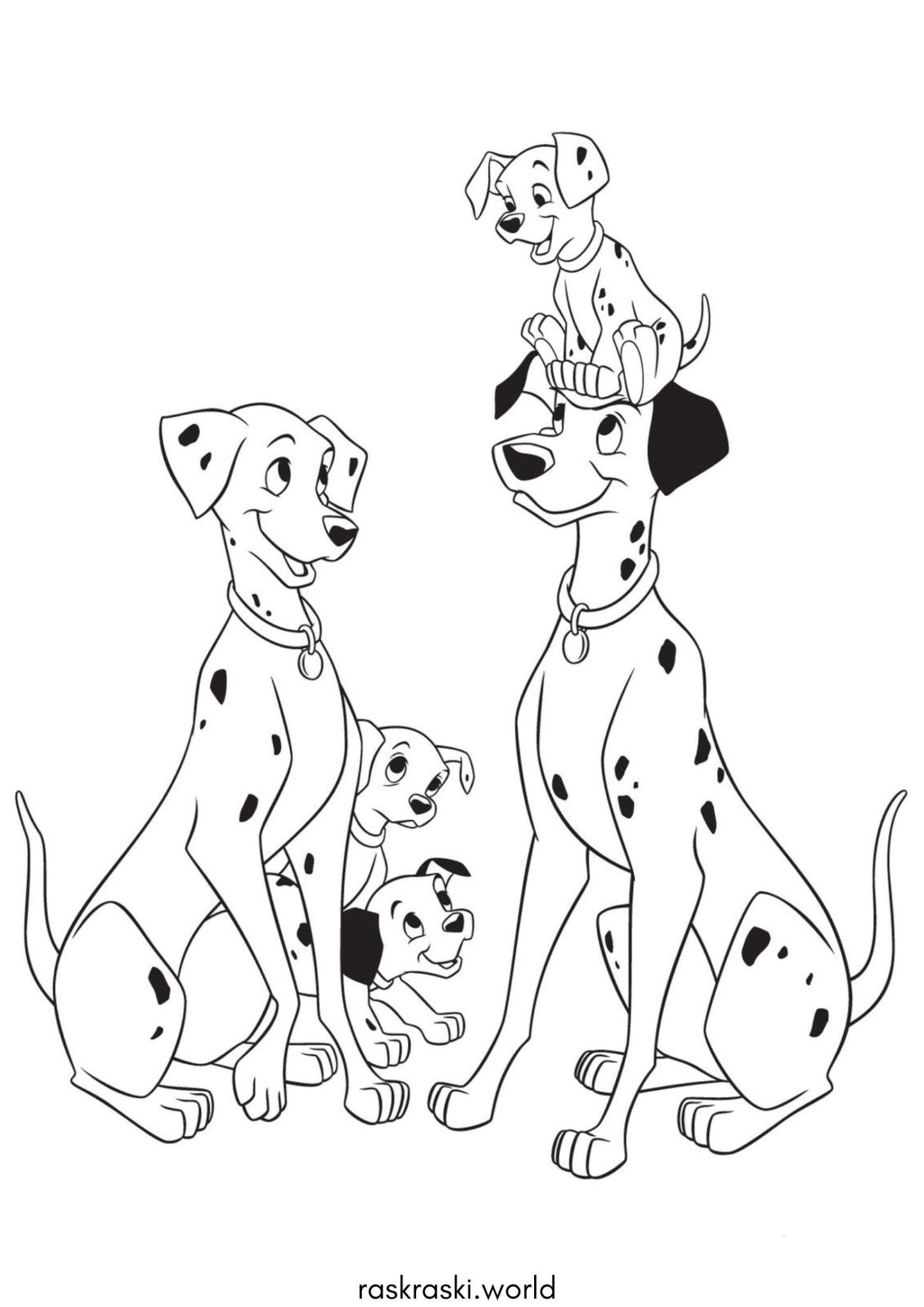 Раскраска Понго, Пердита и щенки (101 далматинец)