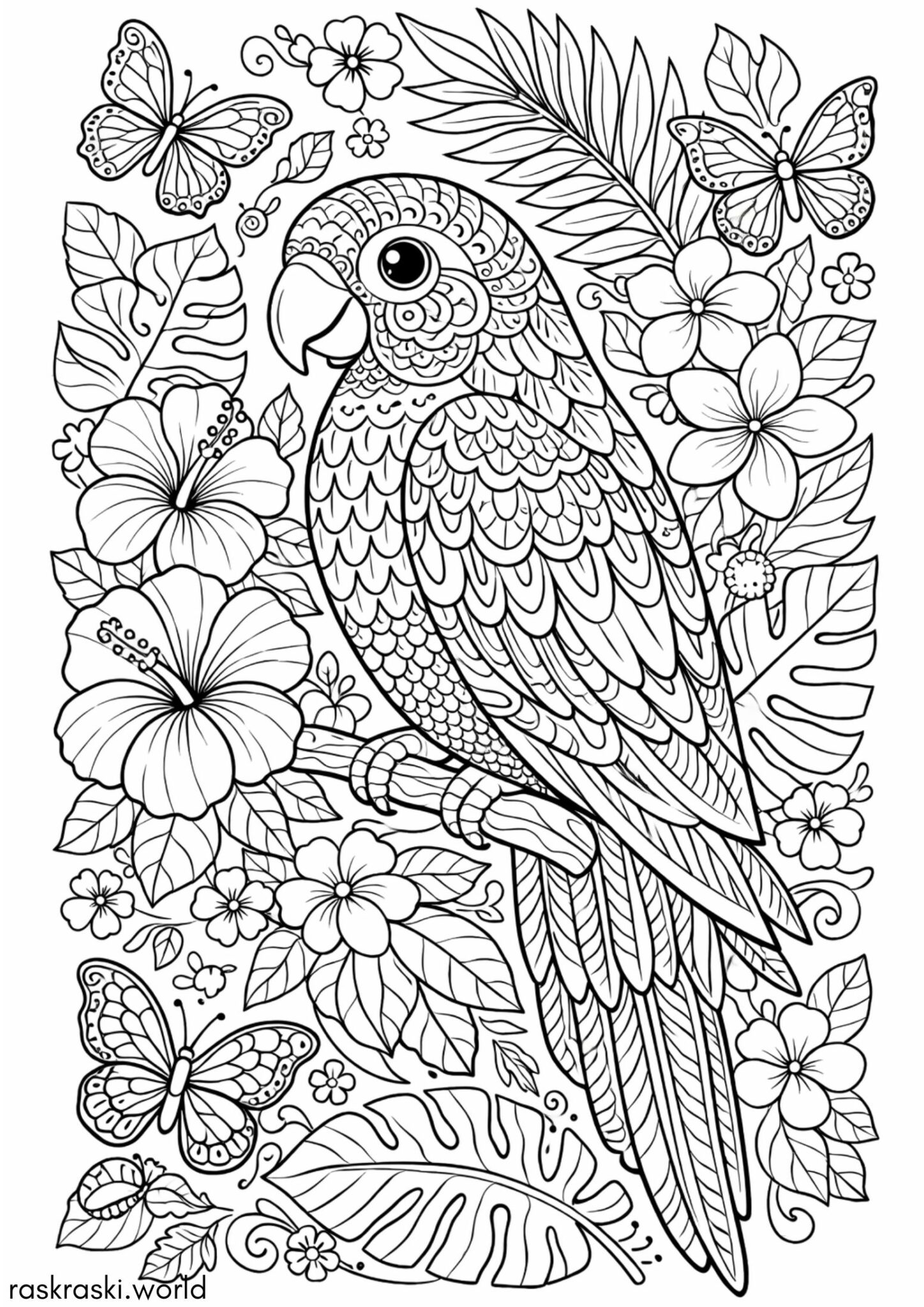 Раскраска Попугай антистресс