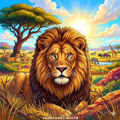 Раскраски Львы 🦁