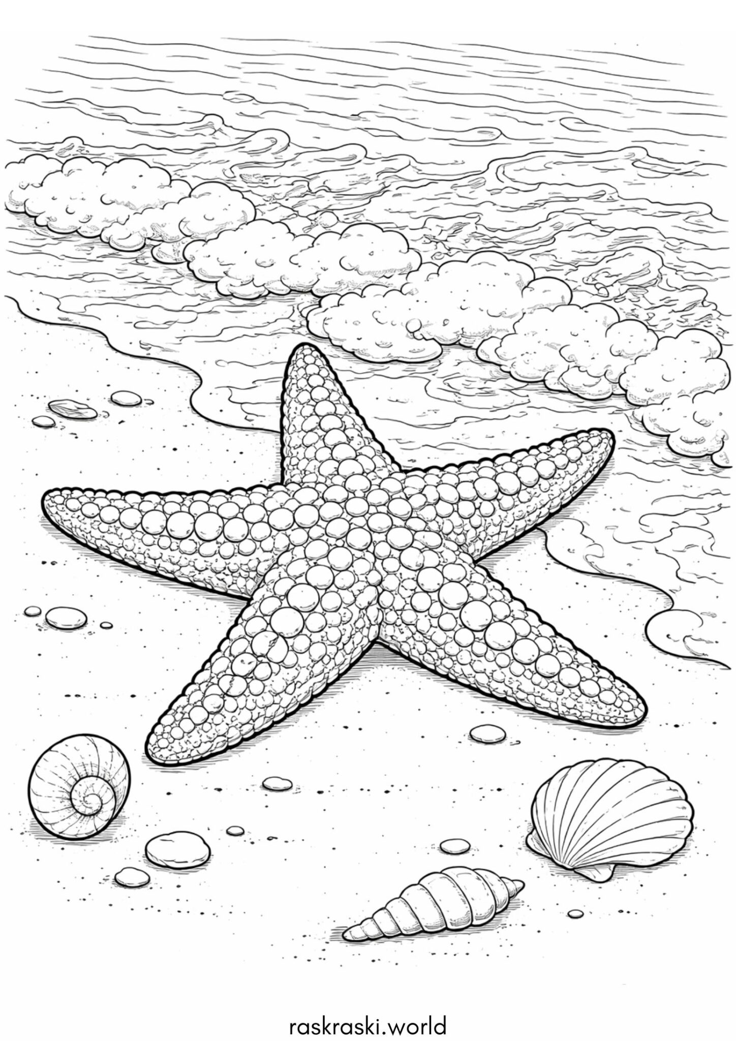 Раскраска Реалистичная морская звезда