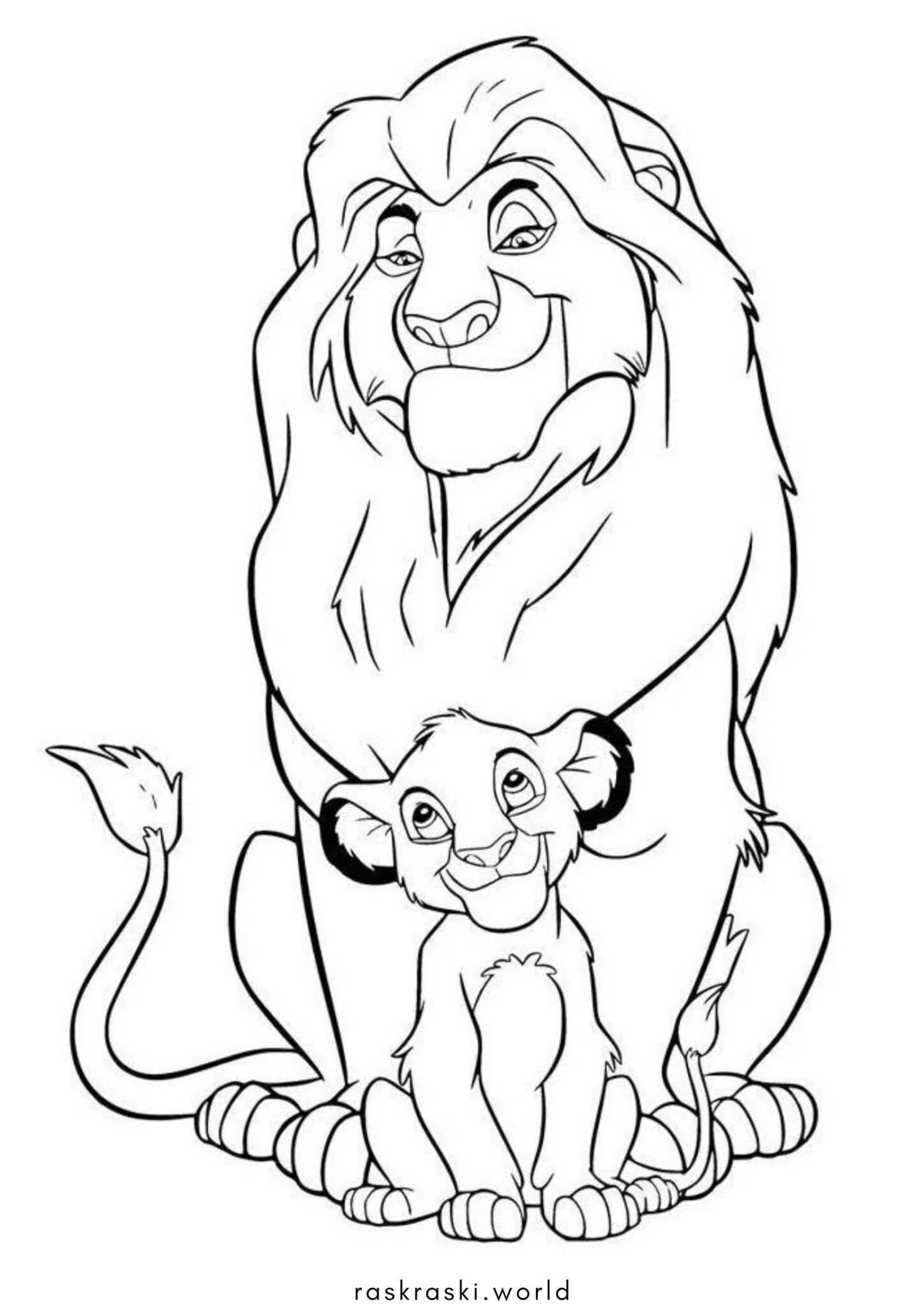 Раскраска Симба и Муфаса (Король Лев)