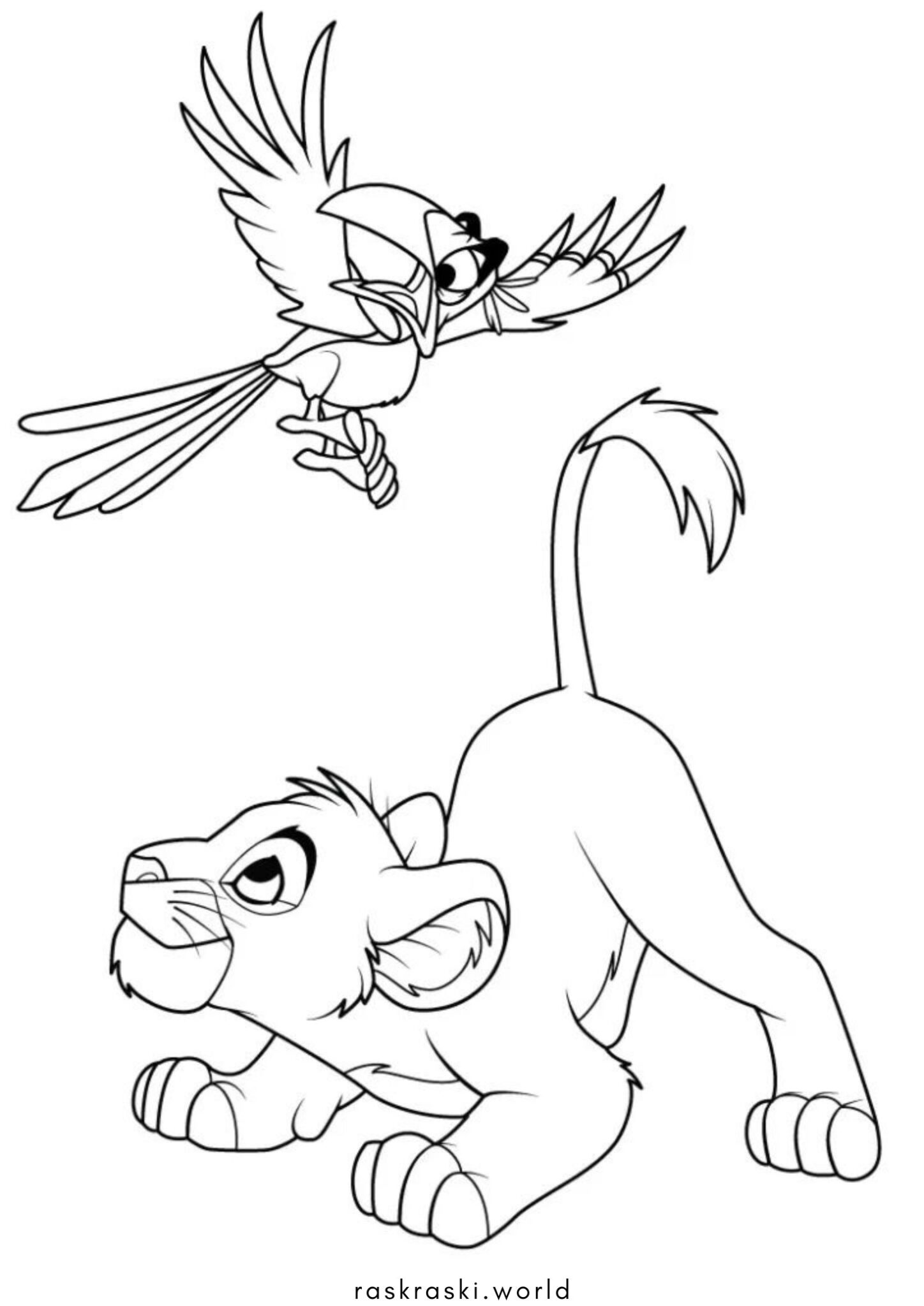 Раскраска Симба и Зазу (Король Лев)