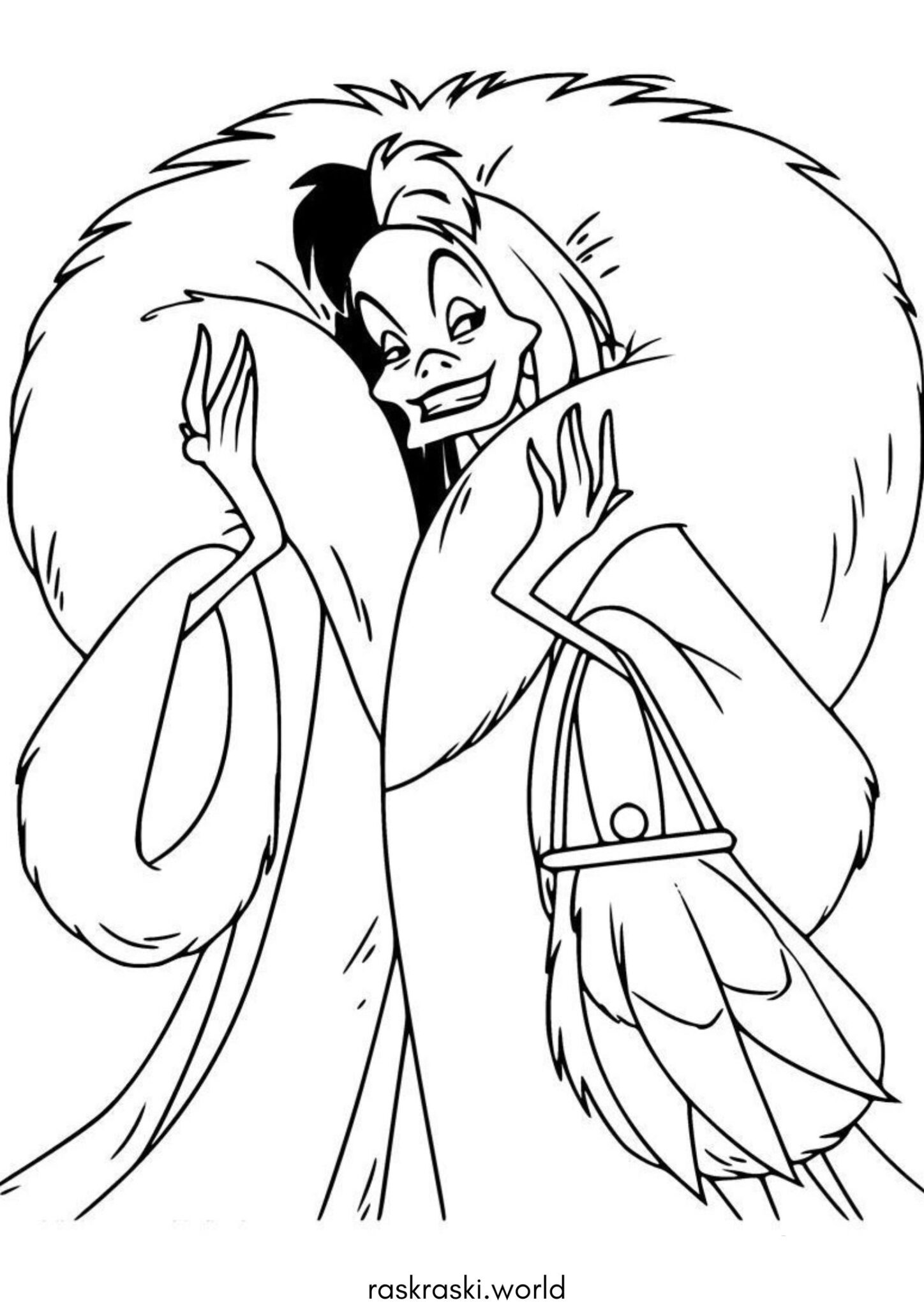 Раскраска Стервелла Де Виль (Круэлла) из 101 далматинец Раскраска Стервелла Де Виль (Круэлла) из 101 далматинец