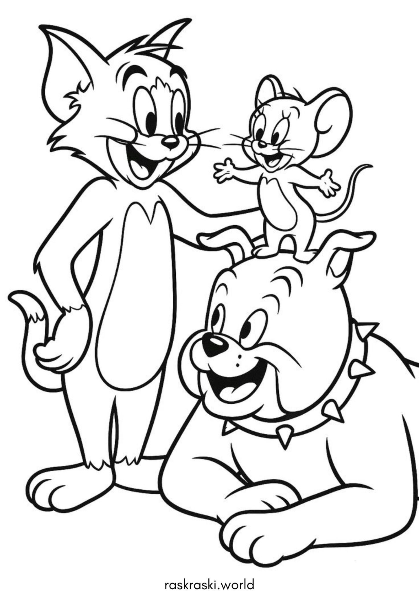 Раскраска Том и Джерри и Спайк Раскраска Том и Джерри и Спайк