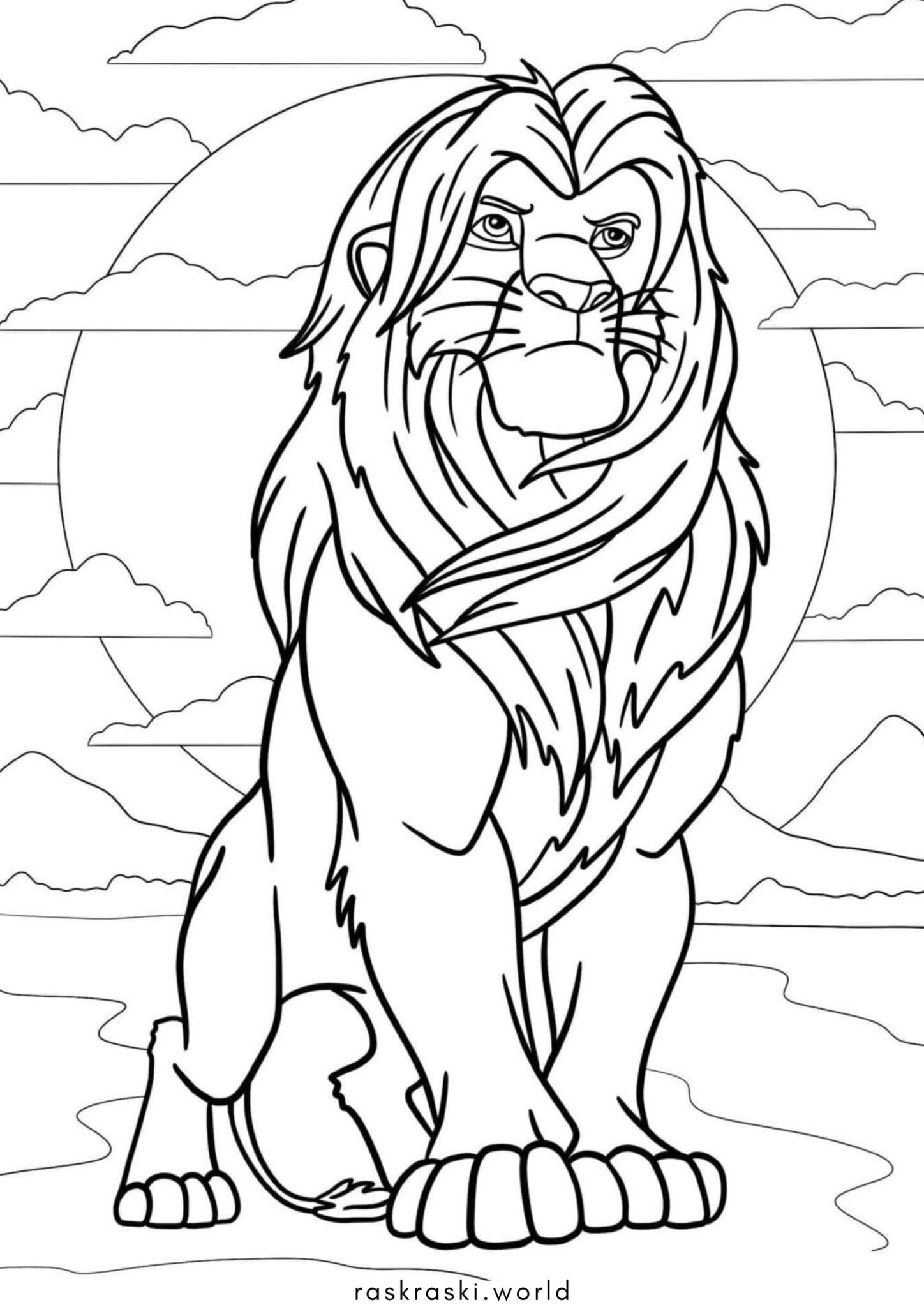 Раскраска Взрослый Симба (Король Лев)