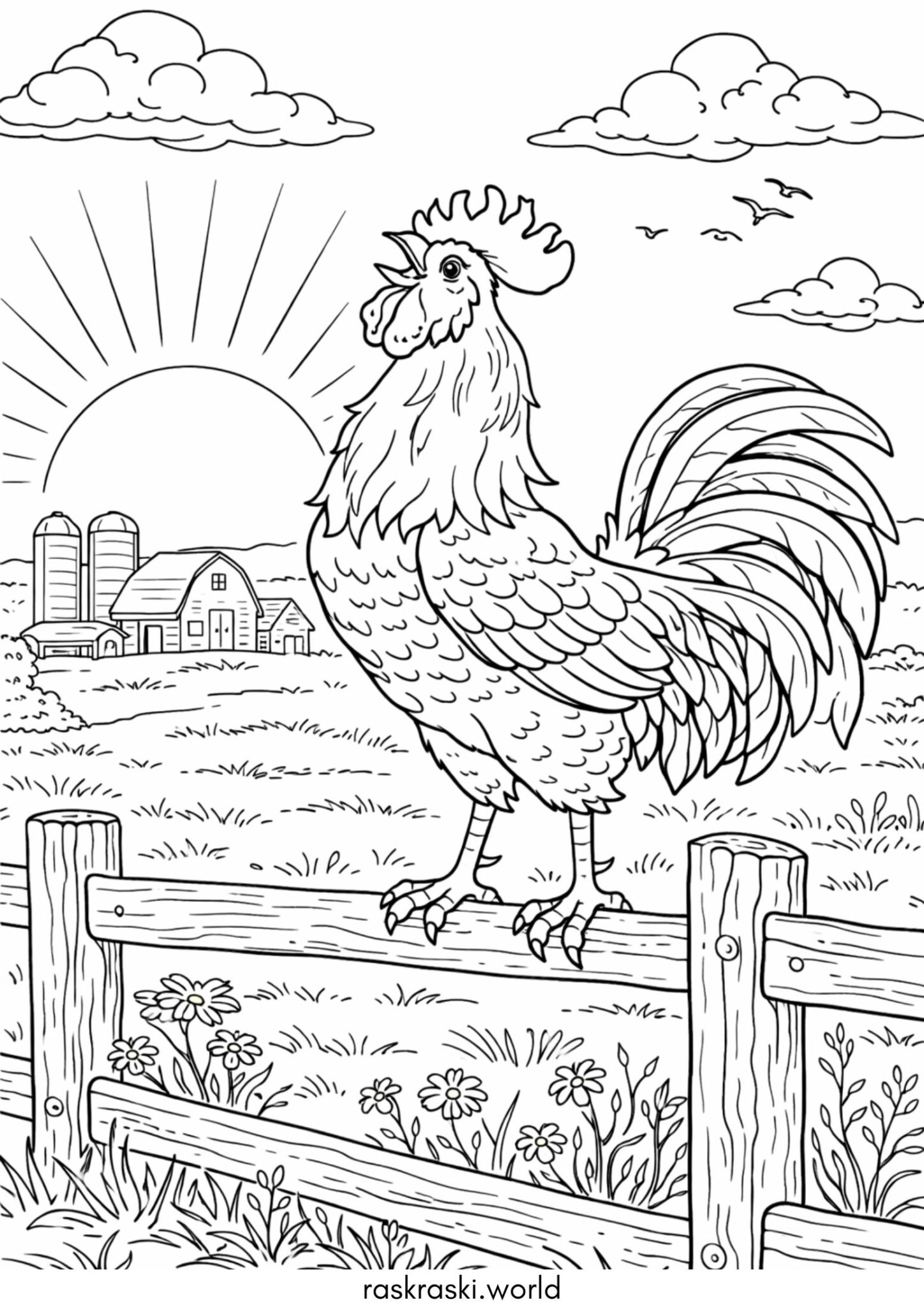 Раскраска Птица – петух