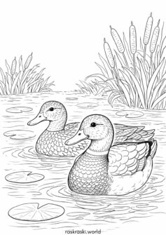 Птица – утка на озере